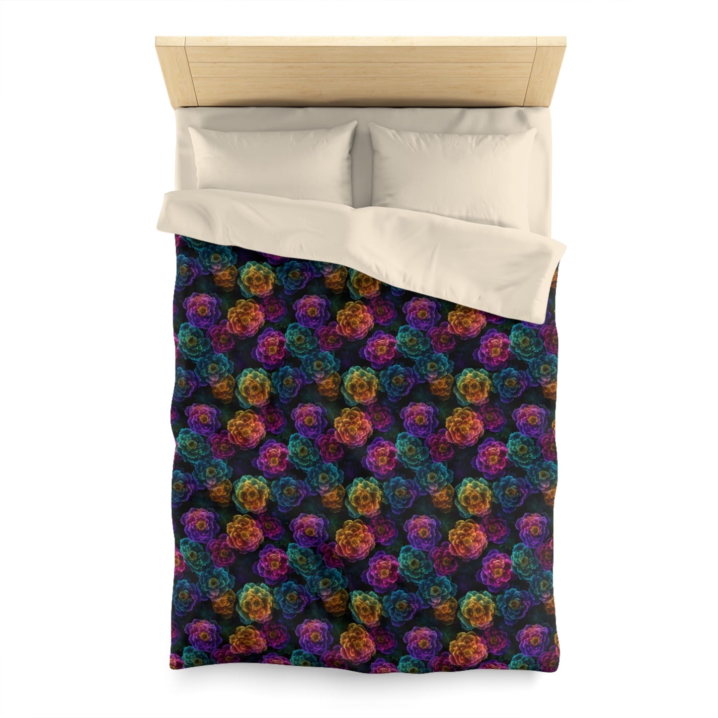 Neon Whisper Blooms Microfiber Duvet Cover
