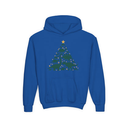 Dinosaur Christmas Tree Youth Hoodie