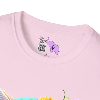 Cute Colorful Kitten in Flowers Adult T-shirt