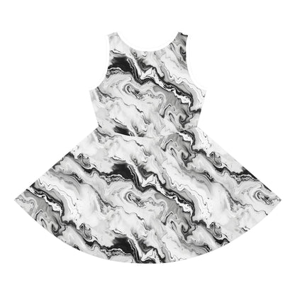 Frost Veil Marble Girls' Sleeveless Sundress
