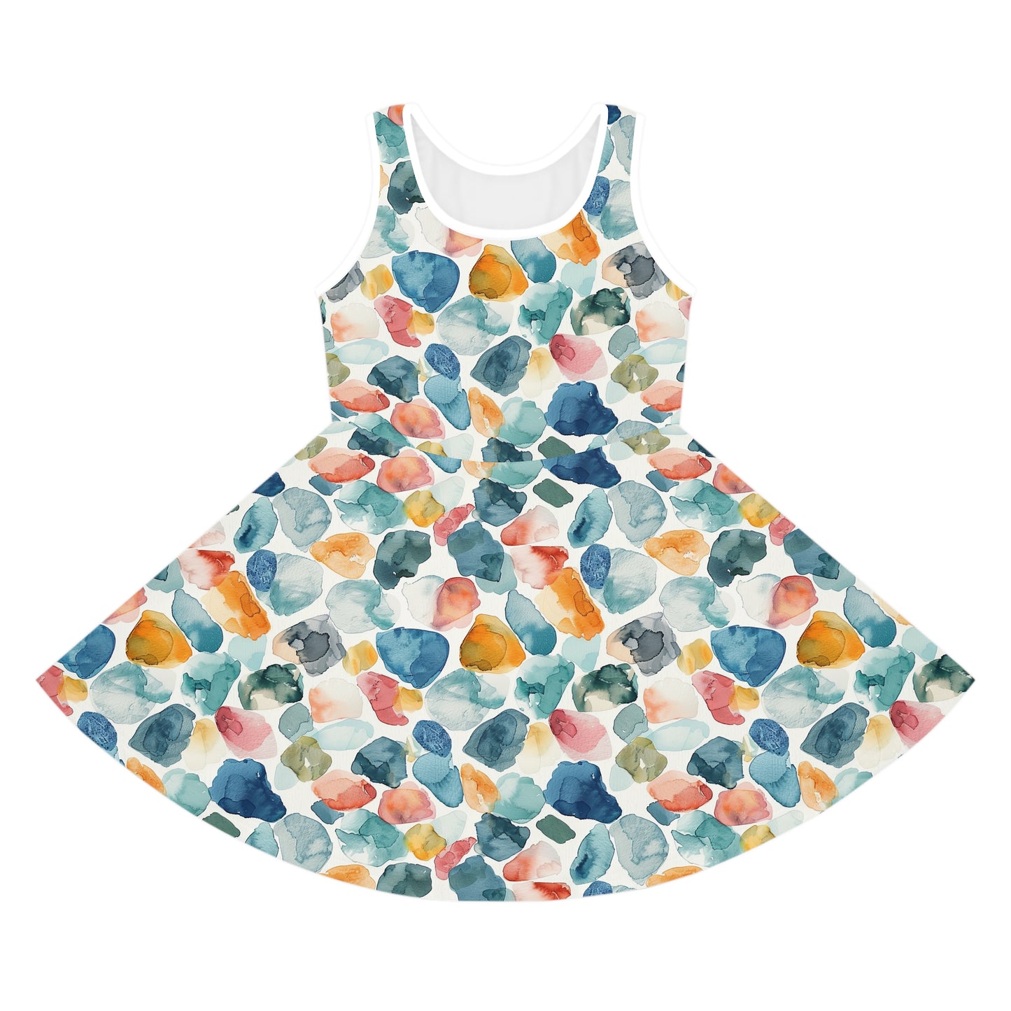 Watercolor Pebble Terrazzo Girls' Sleeveless Sundress