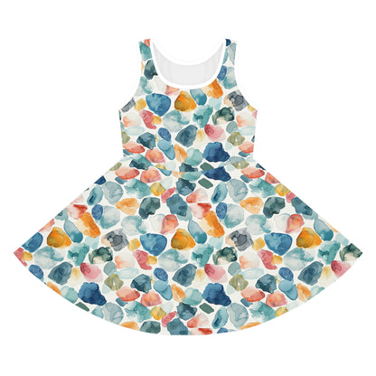 Watercolor Pebble Terrazzo Girls' Sleeveless Sundress