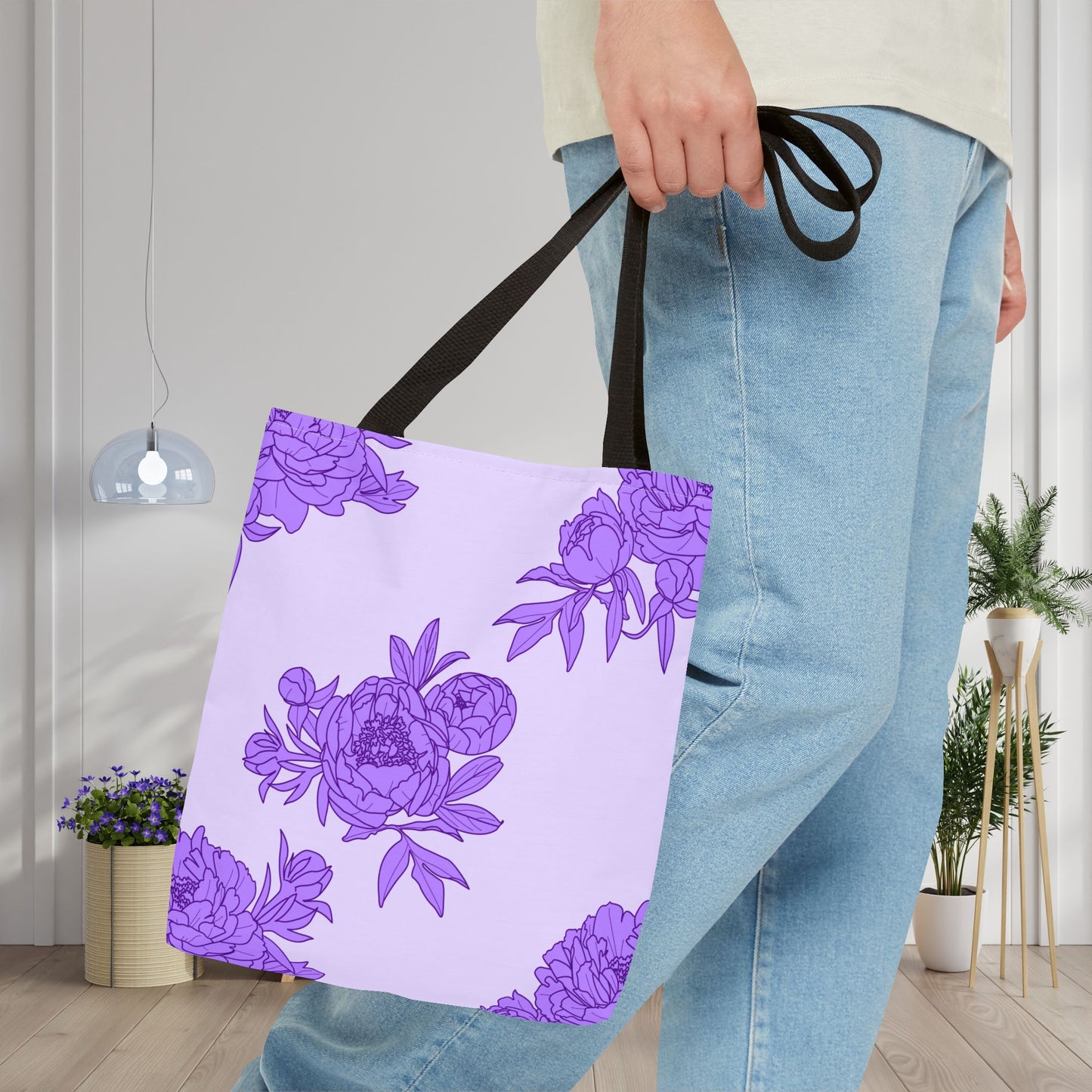 Royal Orchid Peonies Canvas Tote Bag
