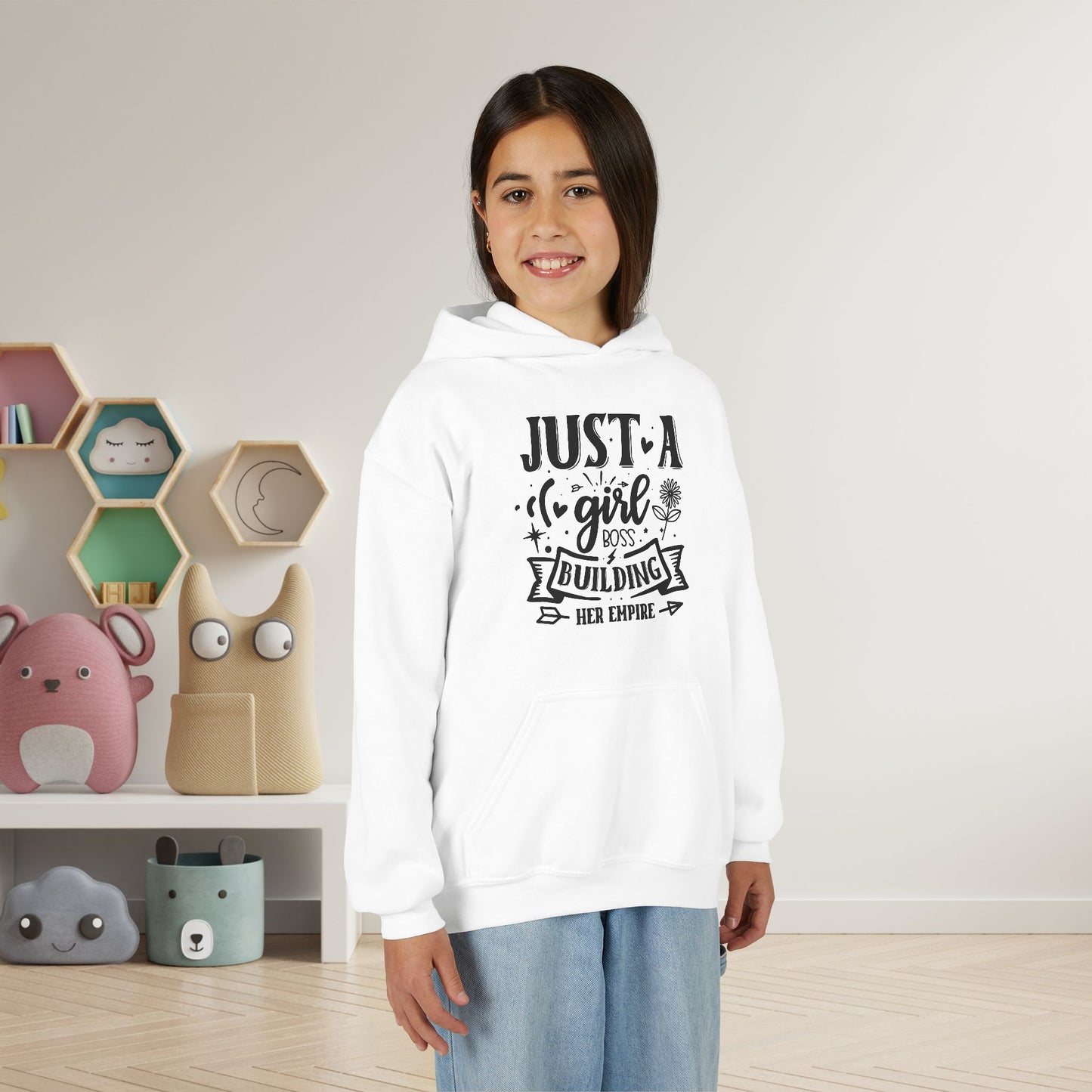 Just A Girl Boss Building Her Empire Youth Heavy Blend Hoodie