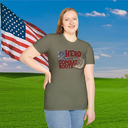 My Hero Wears Combat Boots Adult T-Shirt