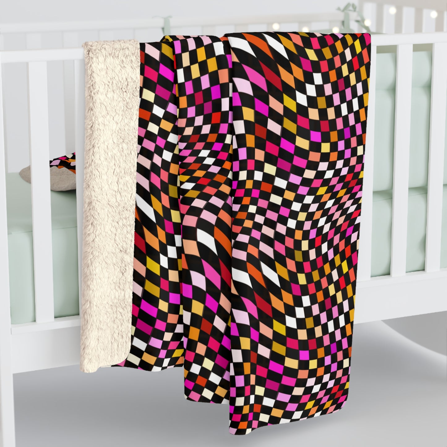 Warped Red Checkered Fleece Blanket