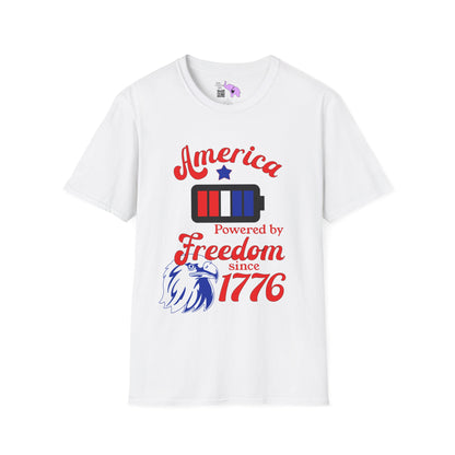 America Powered By Freedom Since 1776 Adult T-shirt