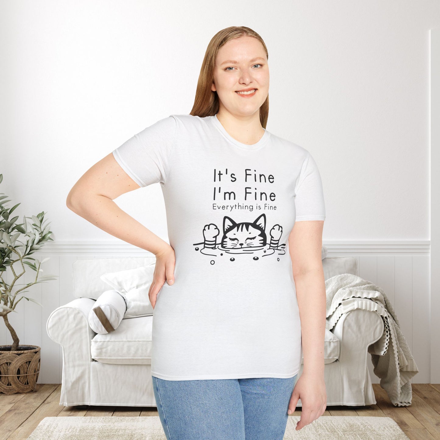 It's Fine I'm Fine Everything's Fine (Cat) Adult T-shirt