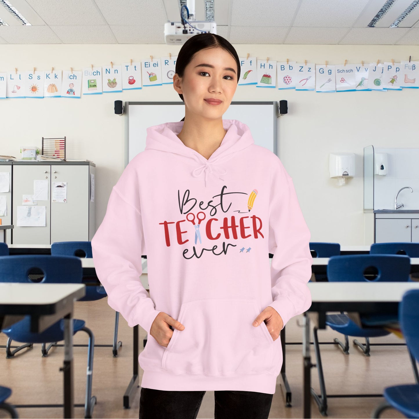 Best Teacher Ever Heavy Blend™ Hooded Sweatshirt