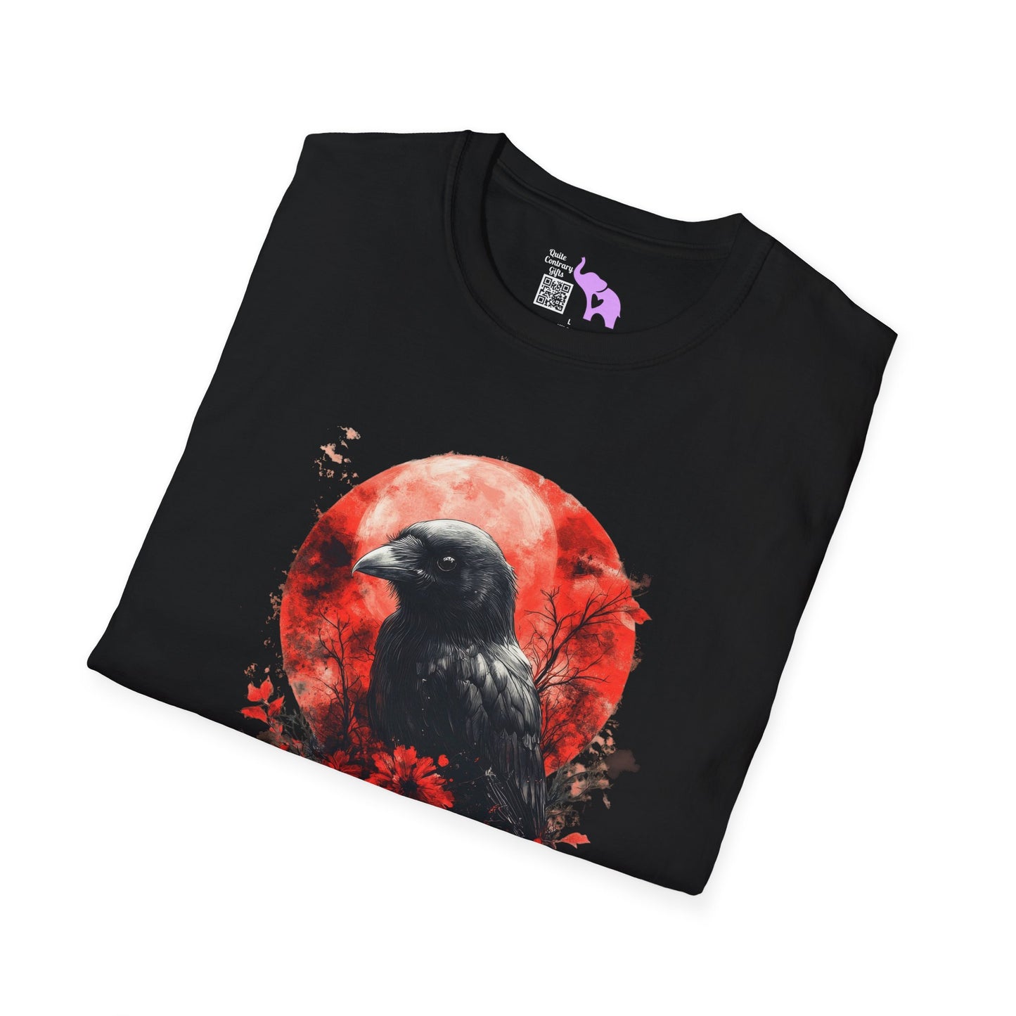Creepy Raven with Full Moon Adult T-shirt