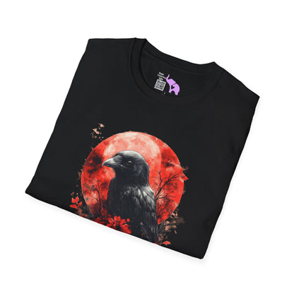 Creepy Raven with Full Moon Adult T-shirt