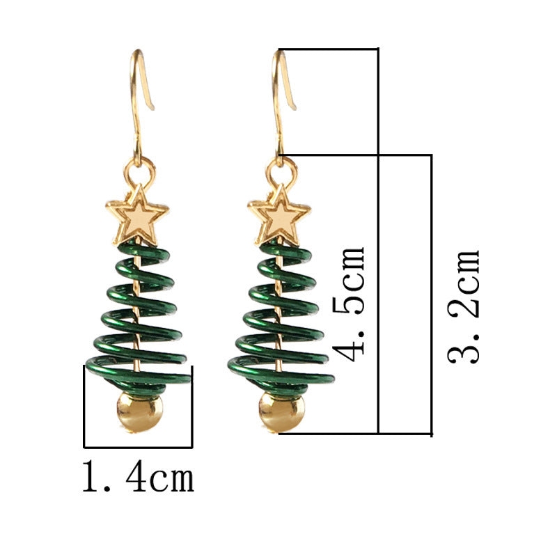 Spiral Christmas Tree Star Earrings