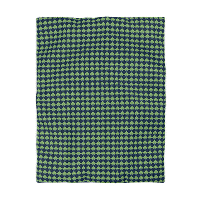 Diamond Bloom-Sage & Navy Microfiber Duvet Cover