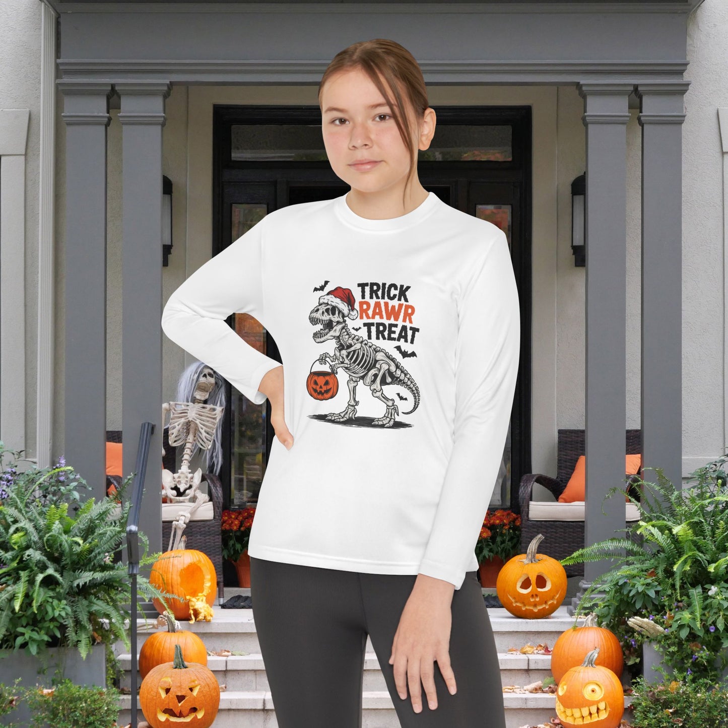 Trick Rawr Treat Youth Long Sleeve Tee