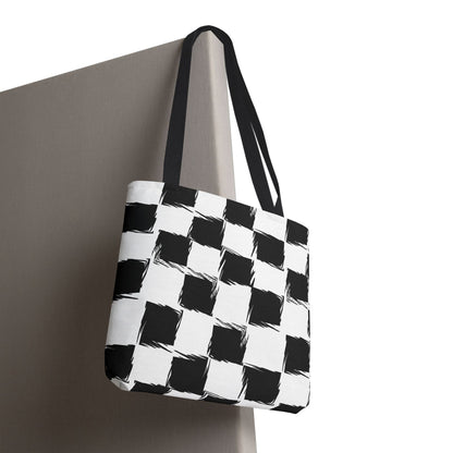 Distorted Check Canvas Tote Bag