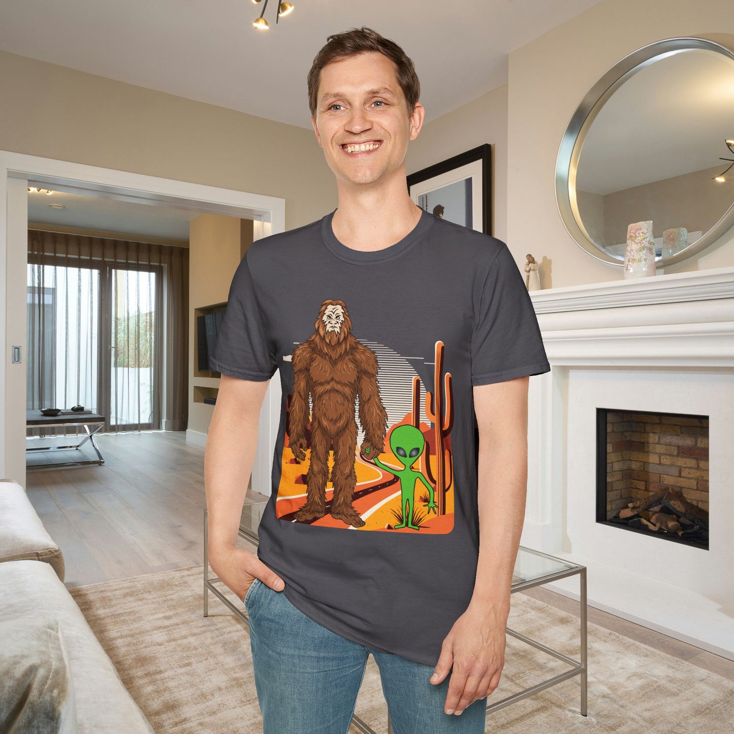 Bigfoot & Alien Adult T-shirt