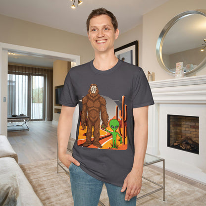 Bigfoot & Alien Adult T-shirt