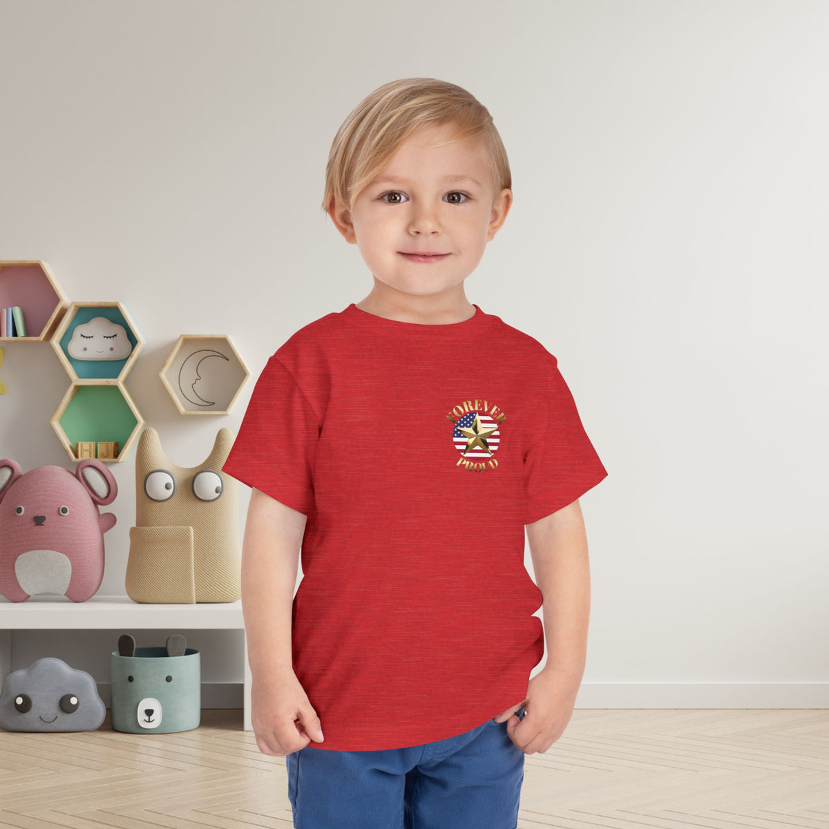 Gold Star Son Forever Proud Toddler Tee