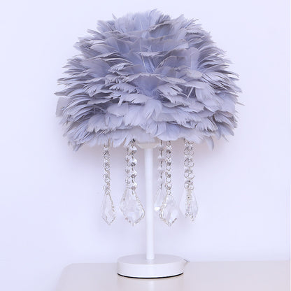 Decorative Feather Lamp w/Crystals