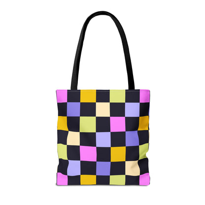 Joyful Checkerboard Canvas Tote Bag