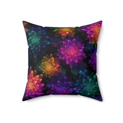Neon Lotus Blooms Throw Pillow