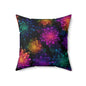 Neon Lotus Blooms Throw Pillow
