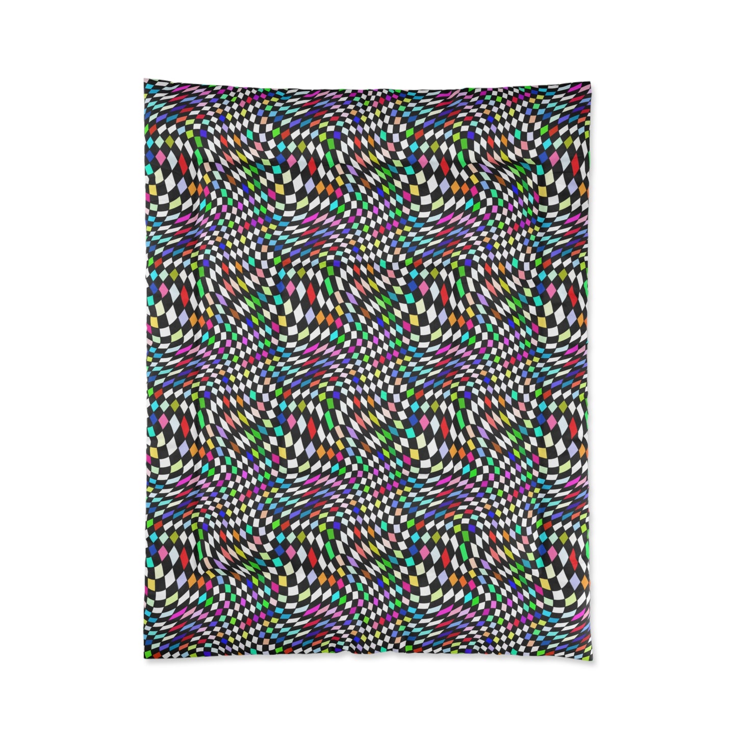 Warped Colorful Checkered Comforter