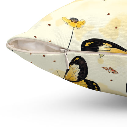 Sunlit Butterfly Bloom Throw Pillow