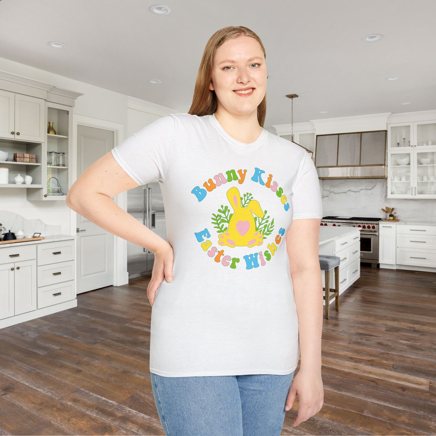Bunny Kisses Easter Wishes Adult T-shirt