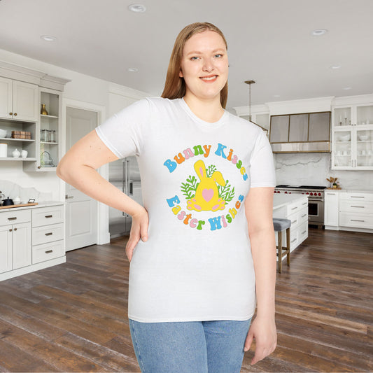 Bunny Kisses Easter Wishes Adult T-shirt