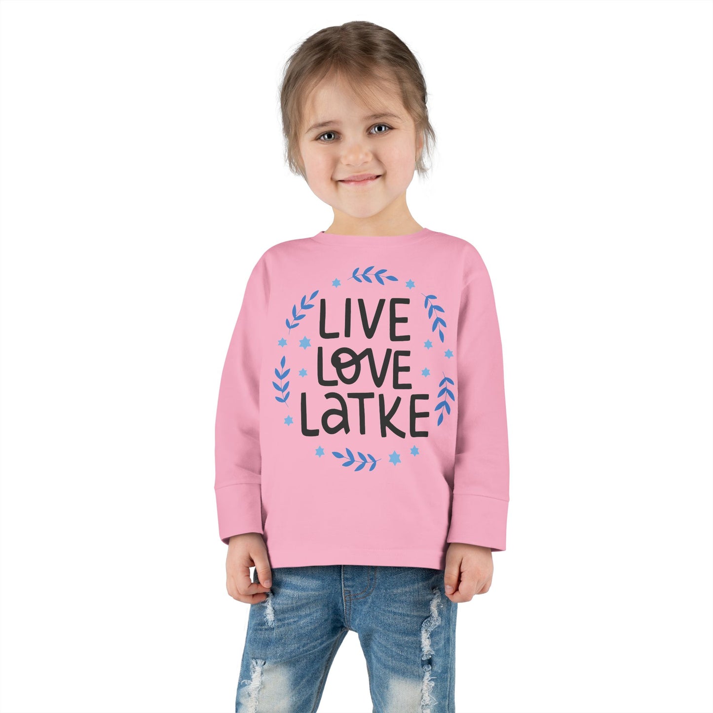 Hanukkah Live Love Latke Toddler Long Sleeve Tee