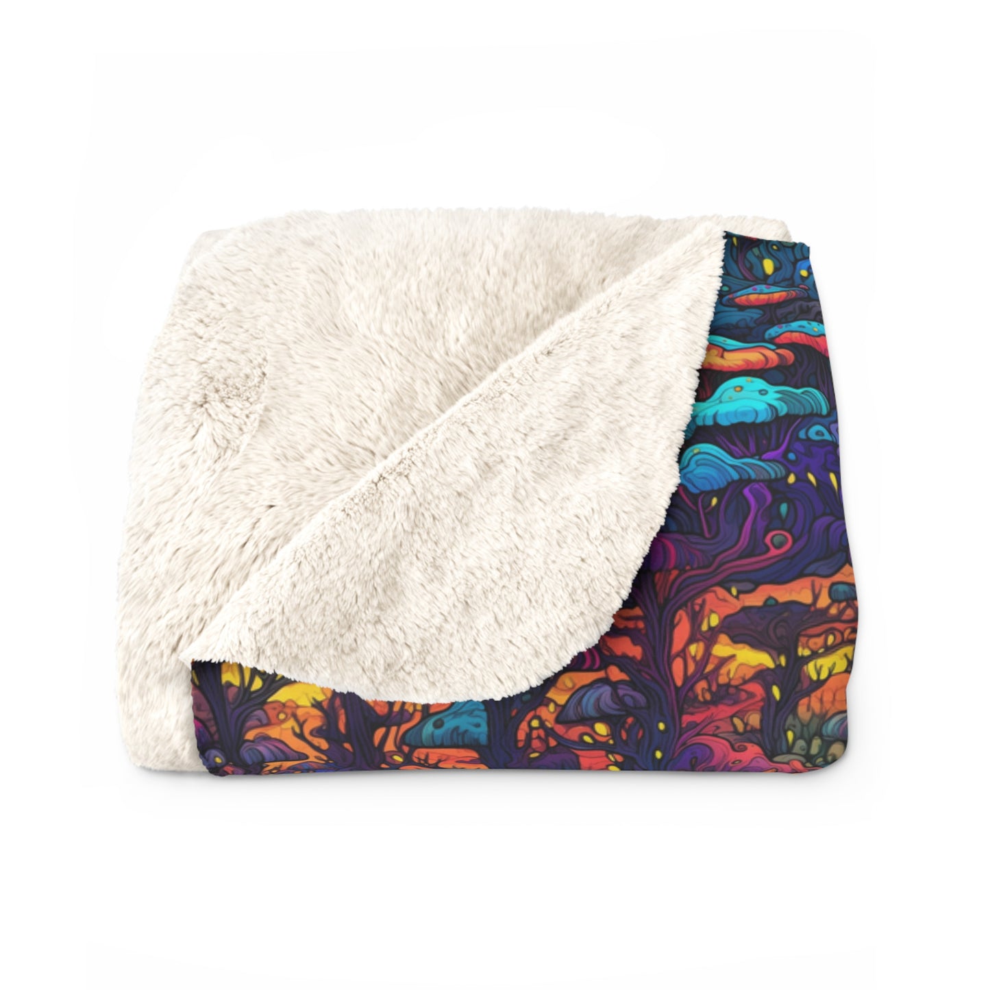Psychedelic Spore Forest Sherpa Fleece Blanket