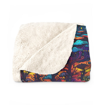 Psychedelic Spore Forest Sherpa Fleece Blanket