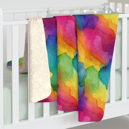 Rainbow Watercolors Fleece Blanket
