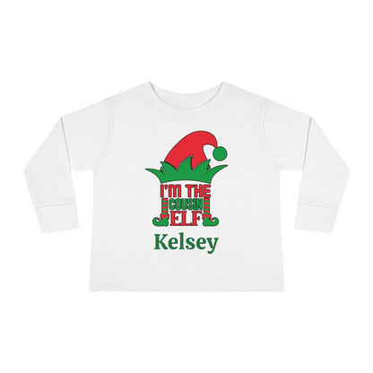 I'm The Cousin Elf Personalized Toddler Long Sleeve Tee