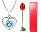 Heart Shaped Crystal Diamond Pendant Rose Head Necklace