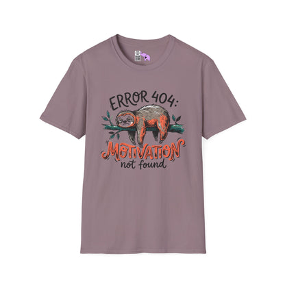 ""Error 404: Motivation Not Found (Sloth on Branch) Adult T-shirt