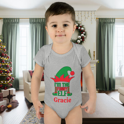 I'm The Funny Elf Personalized Infant Baby Rib Bodysuit