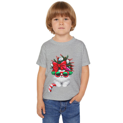 White Candy Cane Kitten Heavy Cotton™ Toddler T-shirt