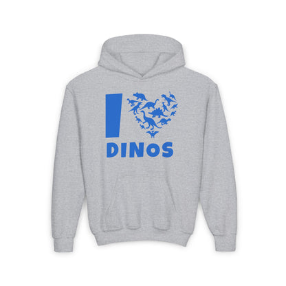 I Love Dinos (Dino Heart) Youth Heavy Blend Hoodie