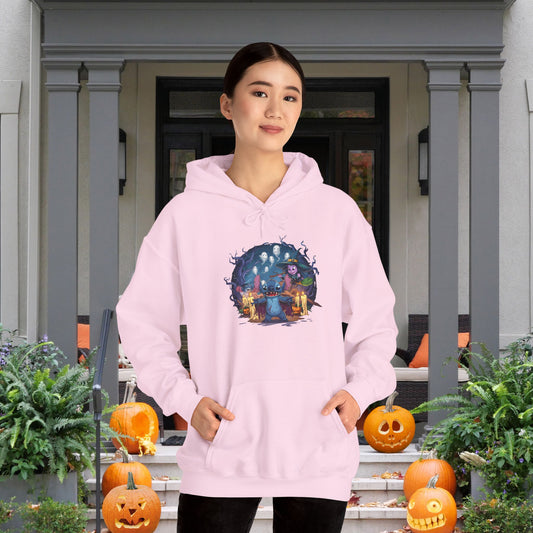 Spooky Stitch Ghosts and Witch Heavy Blend™ Hooded Sweatshirt