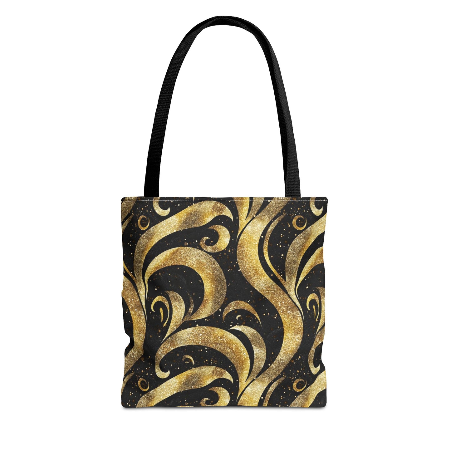 Black & Gold Luxe Swirl Canvas Tote Bag