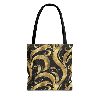 Black & Gold Luxe Swirl Canvas Tote Bag