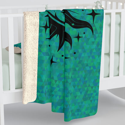 Sun & Moon on Teal Sherpa Fleece Blanket