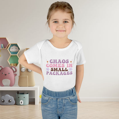 Chaos Comes In Small Packages Baby Rib Bodysuit