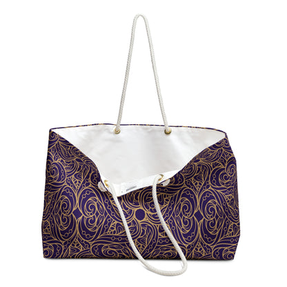 Golden Amethyst Radiance Mandala Weekender Bag