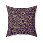 Oriental Purple/Gold Floral Throw Pillow