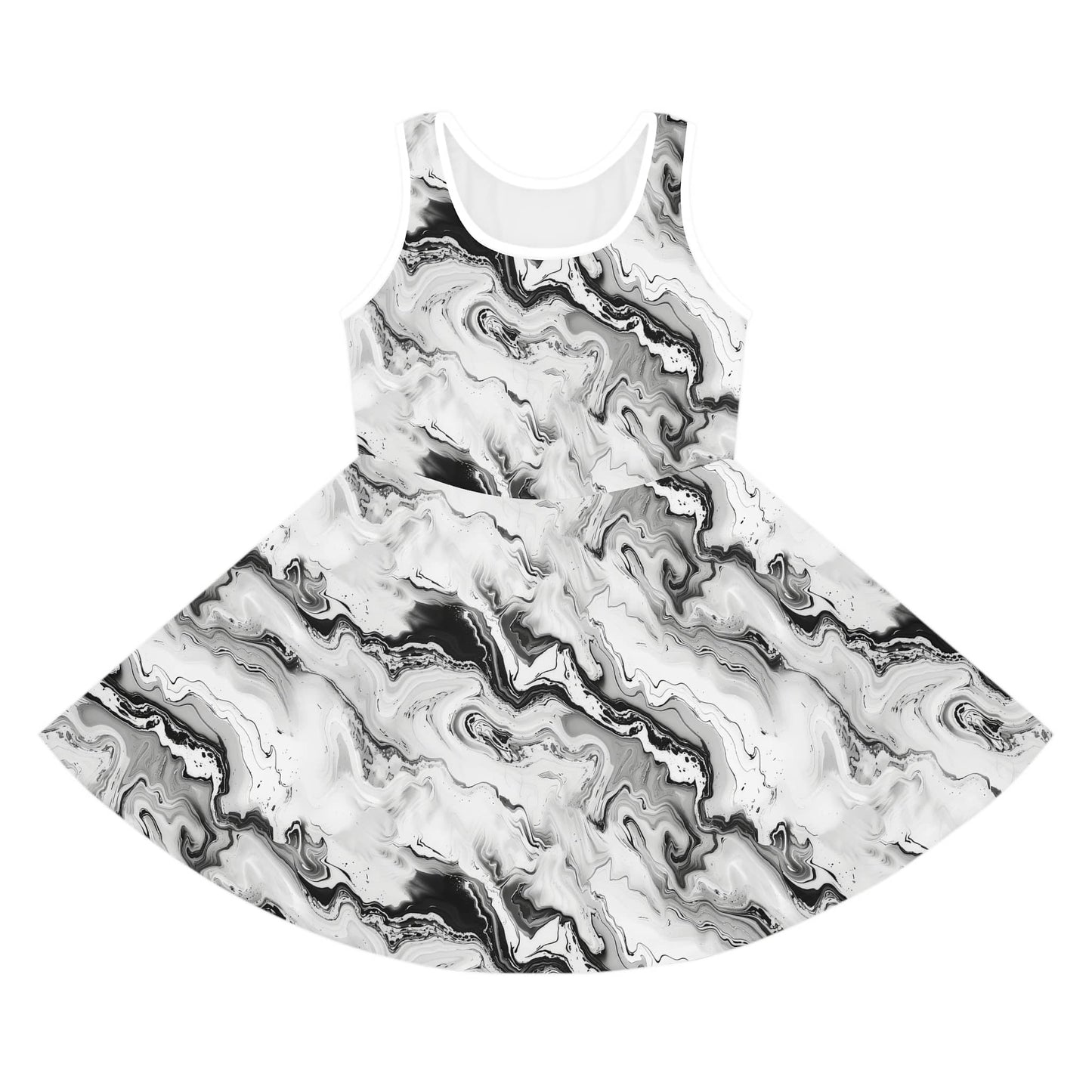 Frost Veil Marble Girls' Sleeveless Sundress