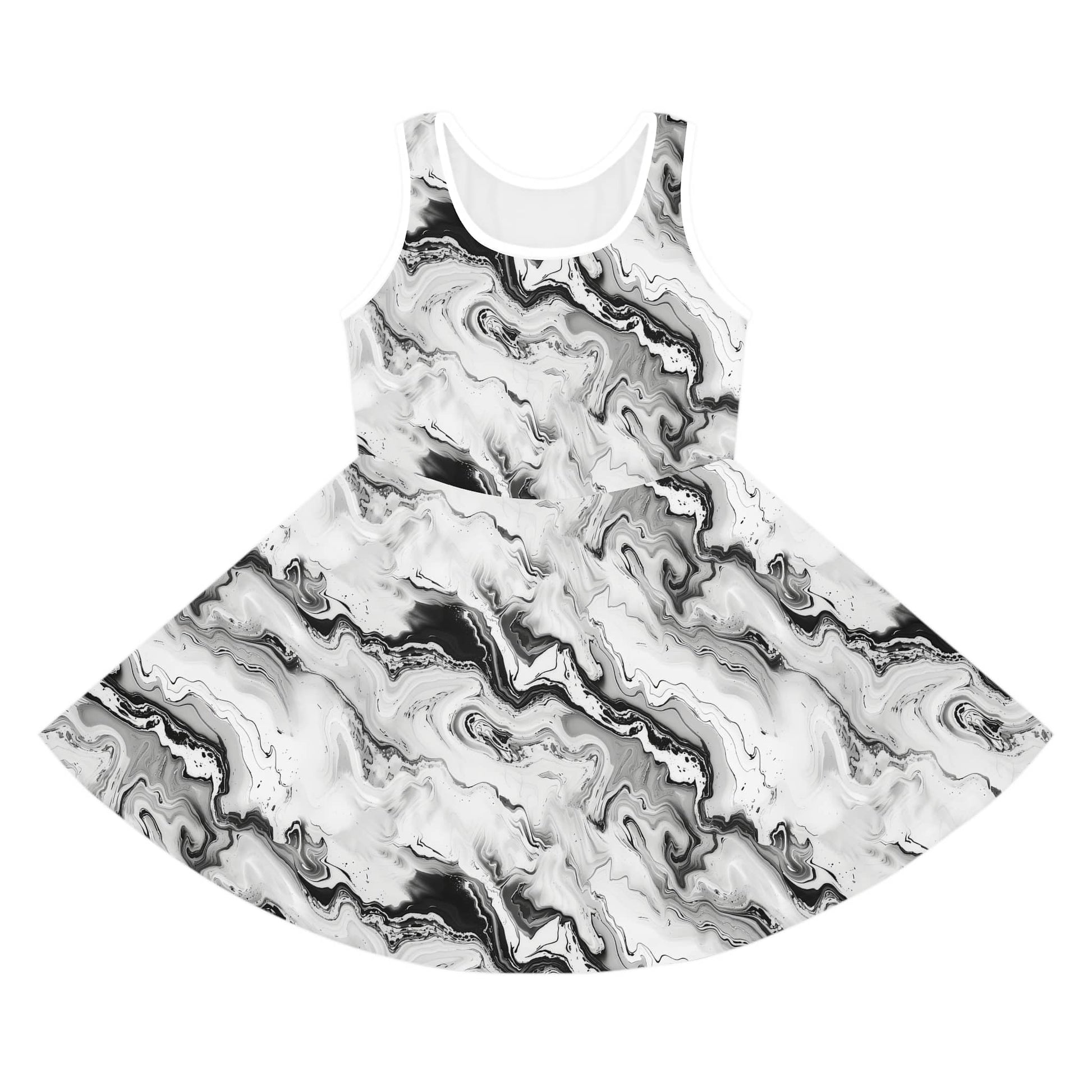 Frost Veil Marble Girls' Sleeveless Sundress