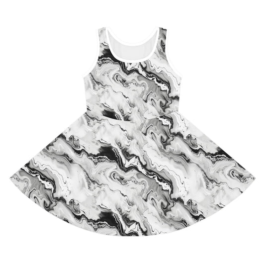 Frost Veil Marble Girls' Sleeveless Sundress
